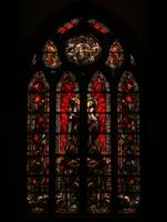 diablo Satán mal manchado vaso ventana mosaico religioso collage obra de arte retro Clásico religión foto