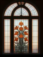 flowers stained glass window mosaic religious collage artwork retro vintage textured religion photo