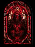 diablo Satán mal manchado vaso ventana mosaico religioso collage obra de arte retro Clásico religión foto