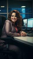 arabic hijab plus size happy curvy manager modern office successful job business woman photo