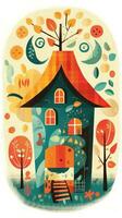 forest hut house fairytale character cartoon illustration fantasy cute drawing book art graphic photo