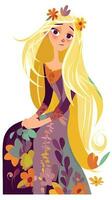 rapunzel cuento de hadas personaje dibujos animados ilustración fantasía linda dibujo libro Arte póster gráfico foto