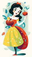 snow white fairytale character cartoon illustration fantasy cute drawing book art poster graphic photo