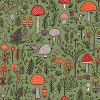 mushrooms pastel seamless background scrapbook flannel textile print illustration pattern photo