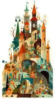 Rey castillo cuento de hadas personaje dibujos animados ilustración fantasía linda dibujo libro Arte póster gráfico foto