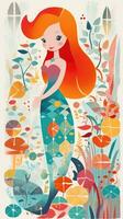 mermaid fairytale character cartoon illustration fantasy cute drawing book art poster graphic photo