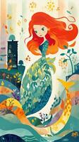 mermaid fairytale character cartoon illustration fantasy cute drawing book art poster graphic photo