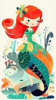 sirena cuento de hadas personaje dibujos animados ilustración fantasía linda dibujo libro Arte póster gráfico foto