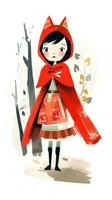 little red riding hood fairytale character cartoon illustration fantasy cute drawing book art photo