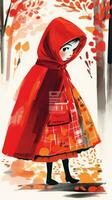 little red riding hood fairytale character cartoon illustration fantasy cute drawing book art photo