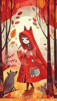 little red riding hood fairytale character cartoon illustration fantasy cute drawing book art photo