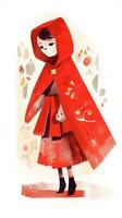 little red riding hood fairytale character cartoon illustration fantasy cute drawing book art photo