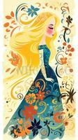 rapunzel fairytale character cartoon illustration fantasy cute drawing book art poster graphic photo