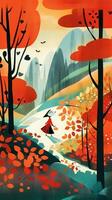 otoño paisaje cuento de hadas personaje dibujos animados ilustración fantasía linda dibujo libro Arte gráfico foto