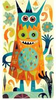 smiling monster fairytale character cartoon illustration fantasy cute drawing book art graphic photo