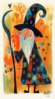 wizard old beard fairytale character cartoon illustration fantasy cute drawing book art graphic photo