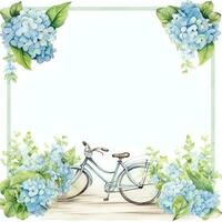 bike Floral frame greeting card scrapbooking watercolor gentle illustration border wedding photo