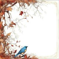 bird Floral frame greeting card scrapbooking watercolor gentle illustration border wedding photo