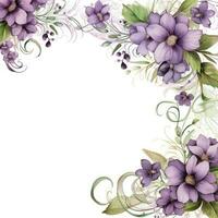 Floral frame greeting card scrapbooking watercolor gentle illustration border wedding flowers photo