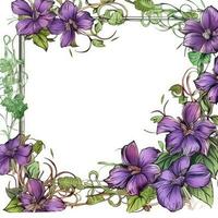 Floral frame greeting card scrapbooking watercolor gentle illustration border wedding flowers photo