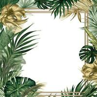 palm leaves Floral frame greeting card scrapbooking watercolor gentle illustration border wedding photo