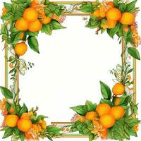 oranges Floral frame greeting card scrapbooking watercolor gentle illustration border wedding photo