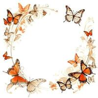 butterfly Floral frame greeting card scrapbooking watercolor gentle illustration border wedding photo