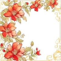 Floral frame greeting card scrapbooking watercolor gentle illustration border wedding flowers photo