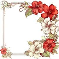 Floral frame greeting card scrapbooking watercolor gentle illustration border wedding flowers photo