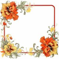 Floral frame greeting card scrapbooking watercolor gentle illustration border wedding flowers photo