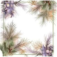 pine needles Floral frame greeting card scrapbooking watercolor gentle illustration border wedding photo