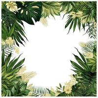 palm leaves Floral frame greeting card scrapbooking watercolor gentle illustration border wedding photo
