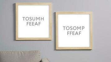 two Blank empty frame poster mockup portfolio living room presentation furniture living room photo