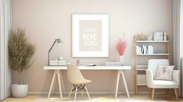 Blank empty frame poster mockup portfolio living room presentation furniture living room white photo