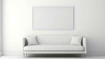 Blank empty frame poster mockup portfolio living room presentation furniture living room white photo