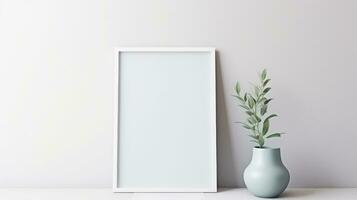 Blank empty frame poster mockup portfolio living room presentation furniture living room white photo