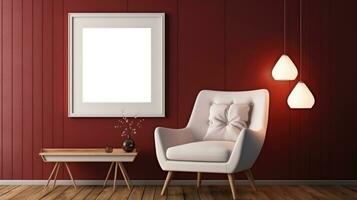 Blank empty frame poster mockup portfolio living room presentation furniture living room white photo