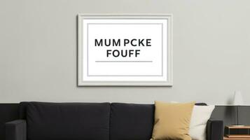 Blank empty frame poster mockup portfolio living room presentation furniture living room white photo