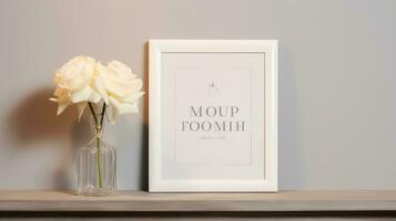 Blank empty frame poster mockup portfolio living room presentation furniture living room white photo