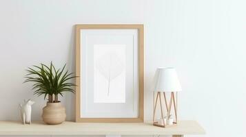 Blank empty frame poster mockup portfolio living room presentation furniture living room white photo