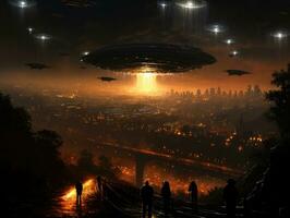 noche ciudad futurista calle paisaje ciudad místico póster extraterrestre Steampunk fondo de pantalla fantástico foto