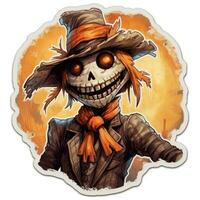 scarecrow skull face tattoo sticker illustration Halloween scary creepy horror crazy devil photo