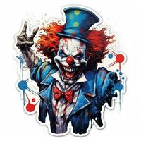 crazy clown tattoo sticker illustration Halloween scary creepy horror crazy devil photo