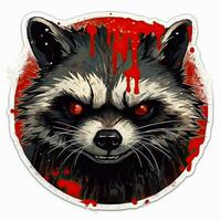 crazy raccoon blood tattoo sticker illustration Halloween scary creepy horror crazy devil photo