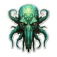 cthulhu octopus tattoo sticker illustration Halloween scary creepy horror crazy devil photo