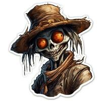 scarecrow skull face tattoo sticker illustration Halloween scary creepy horror crazy devil photo