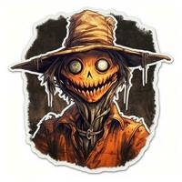 scarecrow skull face tattoo sticker illustration Halloween scary creepy horror crazy devil photo