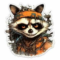 crazy raccoon blood tattoo sticker illustration Halloween scary creepy horror crazy devil photo