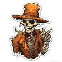 scarecrow skull face tattoo sticker illustration Halloween scary creepy horror crazy devil photo