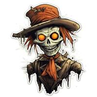 scarecrow skull face tattoo sticker illustration Halloween scary creepy horror crazy devil photo